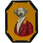 Картина в раме Chinoiserie Grey Dog Yellow Portrait варинант исполнения - 1 | Loft Concept в Твери