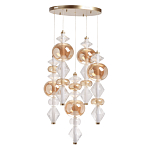 Люстра с плафонами из прозрачного и янтарного стекла в виде шаров и ромбов Gabriel Scott Luna варинант исполнения - 2 | Loft Concept в Твери