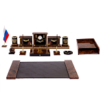 Настольный письменный набор с часами из природного камня обсидиана Royal Set варинант исполнения - 1 | Loft Concept в Твери