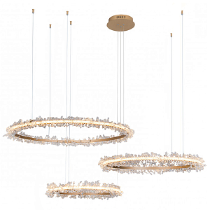 Люстра Crystal round chandelier Люстра 3 кольца Матовое Золото