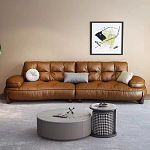 Диван двухместный кожаный с каркасом из массива дерева Medieval Furniture варинант исполнения - 1 | Loft Concept в Твери