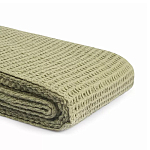 Плед из шерсти зеленого цвета с бахромой Waffle Comfort варинант исполнения - 3 | Loft Concept в Твери