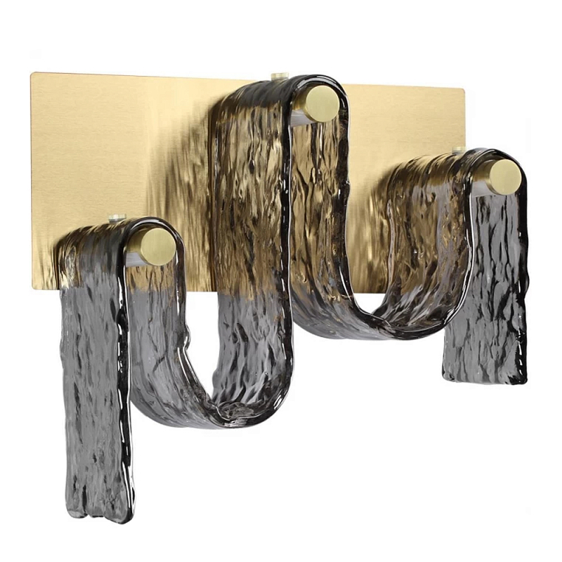 Бра волнистой формы из фактурного стекла Big Wave Дымчатый (Smoke) Янтарный в Твери | Loft Concept 