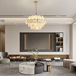 Люстра четырехъярусная с подвесками в форме дисков Cryptocrystalline Stone варинант исполнения - 6 | Loft Concept в Твери