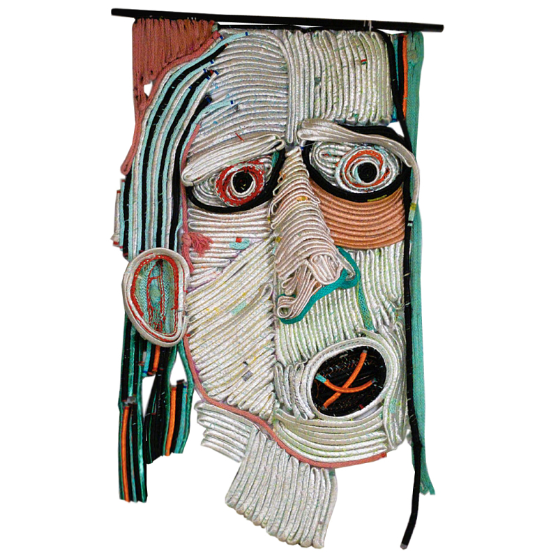 Арт-Объект плетеный из нитей большой портрет Joana Schneider  Зеленый Терракотовый Бежевый в Твери | Loft Concept 