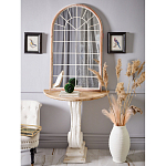 Зеркало-окно настенное в венецианском стиле с деревянной рамой бежевого цвета Venetian Smooth варинант исполнения - 4 | Loft Concept в Твери