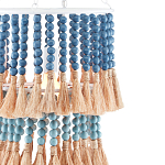 Подвесной светильник двухъярусный с декором из круглых деревянных бусин с кисточками Blue Wooden Beads Chandelier варинант исполнения - 1 | Loft Concept в Твери