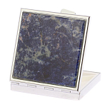 Таблетница карманная квадратная с 4-мя отделениями с зеркалом и накладкой из натурального камня Содалит Silver Stone Pillboxes варинант исполнения - 2 | Loft Concept в Твери