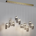 Подвесной светильник линейный с плафонами волнистой формы из фактурного стекла Big Wave варинант исполнения - 4 | Loft Concept в Твери