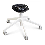 Стул с мягкой синей обивкой из велюра и подъемно-поворотным механизмом на белых колесиках Harper Blue and White варинант исполнения - 5 | Loft Concept в Твери