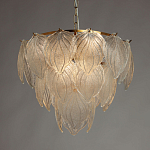 Люстра на цепи с прозрачными стеклянными подвесками в виде листьев Textured Glass Chandelier варинант исполнения - 3 | Loft Concept в Твери