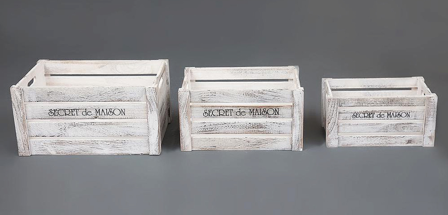 Набор из трёх ящиков Set of three antique white boxes  - Loft-Concept в Твери