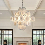 Люстра  с каскадом из круглых декоративных элементов  White Clear Glass Chandelier варинант исполнения - 4 | Loft Concept в Твери