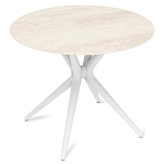 Стол обеденный с круглой столешницей из керамики на четырех белых ножках Sand Ceramics варинант исполнения - 3 | Loft Concept в Твери