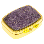 Таблетница карманная прямоугольная с 2-мя отделениями с зеркалом и накладкой из натурального камня Флюорит Gold Stone Pillboxes варинант исполнения - 1 | Loft Concept в Твери
