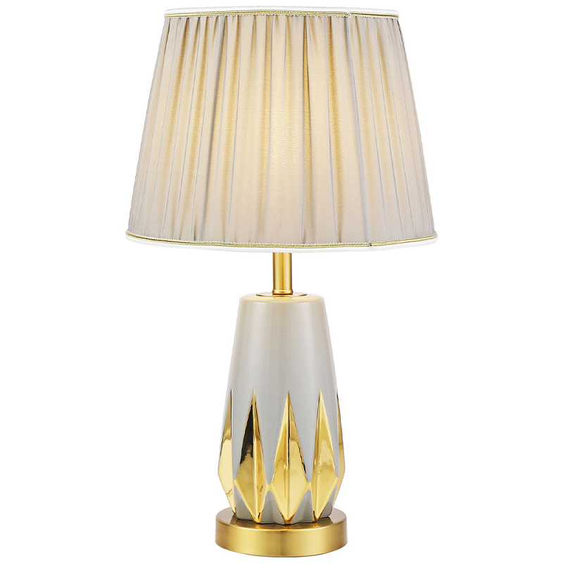 Настольная лампа с абажуром Femia Grey Gold Table Lamp Серый Золотой Настольная лампа с абажуром Femia Grey Gold Table Lamp Серый Золотой в Твери | Loft Concept