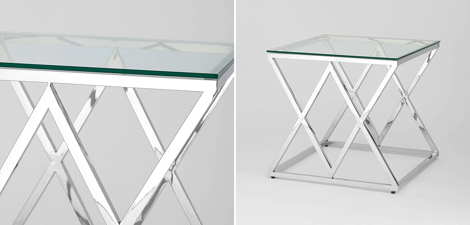 Стол приставной Geometry Rhombus Silver Стол приставной Geometry Rhombus Silver - Loft-Concept в Твери