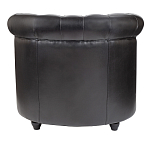 Кресло кожаное с мягкими подлокотниками на 4-х деревянных ножках Logan Leather Armchair black варинант исполнения - 3 | Loft Concept в Твери
