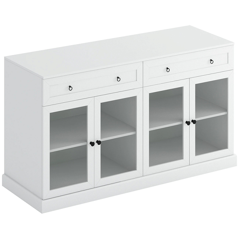 Широкая тумба с ящиками и стеклянными дверцами Percent Glass Cabinet Серый Белый Прозрачное Стекло Широкая тумба с ящиками и стеклянными дверцами Percent Glass Cabinet Серый Белый Прозрачное Стекло в Твери | Loft Concept