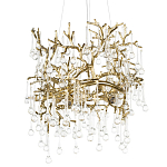 Подвесная люстра в виде ветвей деревьев золотого цвета с прозрачными подвесками-каплями 8 и 14 ламп Droplet Chandelier варинант исполнения - 1 | Loft Concept в Твери