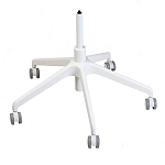 Стул с мягкой синей обивкой из велюра и подъемно-поворотным механизмом на белых колесиках Harper Blue and White варинант исполнения - 4 | Loft Concept в Твери