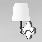Бра с белым текстильным абажуром и декоративным основанием в виде четырехлистника с зеркальной вставкой Vitorino варинант исполнения - 8 | Loft Concept в Твери