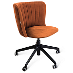 Стул с мягкой оранжевой обивкой из велюра и подъемно-поворотным механизмом на черных колесиках Harper Orange варинант исполнения - 1 | Loft Concept в Твери