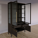 Витрина Primo со стеклянными фасадами и буфетом шпон Темный орех варинант исполнения - 4 | Loft Concept в Твери