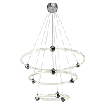 Люстра подвесная трехъярусная c плафонами в виде колец Lighting Rings Silver варинант исполнения - 1 | Loft Concept в Твери