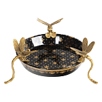 Блюдо черного цвета из фрафора на бронзовых ножках в виде стрекоз Eden Garden варинант исполнения - 2 | Loft Concept в Твери