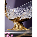 Чаша из прозрачного стекла на бронзовой подставке в виде павлина с рельефным хвостом Eden Garden варинант исполнения - 5 | Loft Concept в Твери