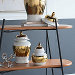 Ваза белая с крышкой и золотистыми фрагментами Chinoiserie Ceramics варинант исполнения - 2 | Loft Concept в Твери