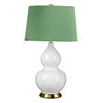 Настольная лампа с белым фигурным основанием на латунном основании и зеленым тканевым конусным абажуром Elstead Lighting варинант исполнения - 1 | Loft Concept в Твери