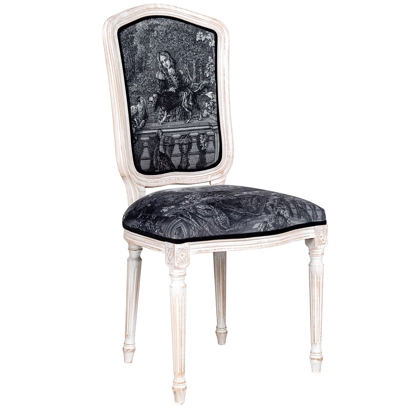 Стул Marimon Stool Черно-белый Белый винтажная патина   в Твери | Loft Concept 