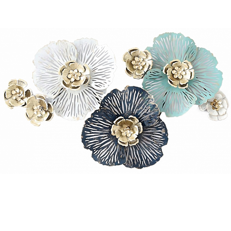 Панно настенное Blank Sheet Flowers Золотой Белый Синий Панно настенное Blank Sheet Flowers Золотой Белый Синий в Твери | Loft Concept
