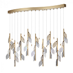 Люстра с золотистыми трубками и прозрачными стеклянными листьями на подвесах Sylva  варинант исполнения - 3 | Loft Concept в Твери