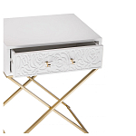 Приставной столик с выдвижным ящиком  White Table Carved Pattern варинант исполнения - 2 | Loft Concept в Твери