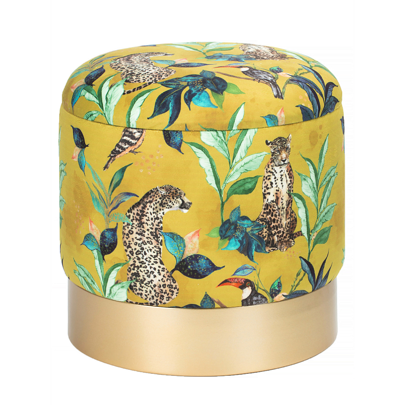 Пуф Leopards in the tropics Зеленый Золотой Желтый Пуф Leopards in the tropics Зеленый Золотой Желтый в Твери | Loft Concept