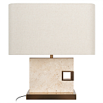 Настольная лампа с прямоугольным основанием из натурального камня c тканевым абажуром Lapis Tiburtinus варинант исполнения - 1 | Loft Concept в Твери