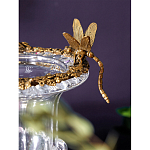 Ваза из прозрачного стекла на бронзовой подставке с ободком и ручками в виде стрекоз Eden Garden варинант исполнения - 3 | Loft Concept в Твери