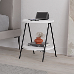 Стол приставной с 2-мя круглыми белыми столешницами ESSEL SIDE TABLE WHITE варинант исполнения - 4 | Loft Concept в Твери