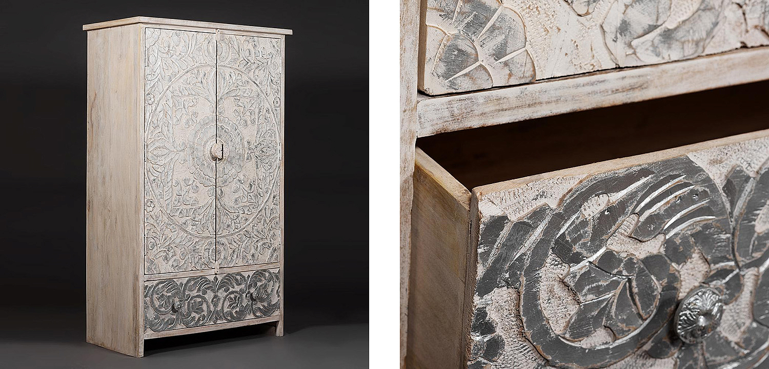 Шкаф Indian antique white Cupboard - Loft-Concept в Твери