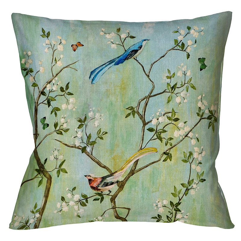 Декоративная подушка Beige and Green Chinoiserie 4 Зеленый шалфей Бежевый Декоративная подушка Beige and Green Chinoiserie 4 Зеленый шалфей Бежевый в Твери | Loft Concept