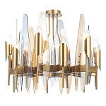 Люстра с вертикальными стеклянными элементами и металлическим каркасом цвета Латунь Vertical Glass варинант исполнения - 2 | Loft Concept в Твери