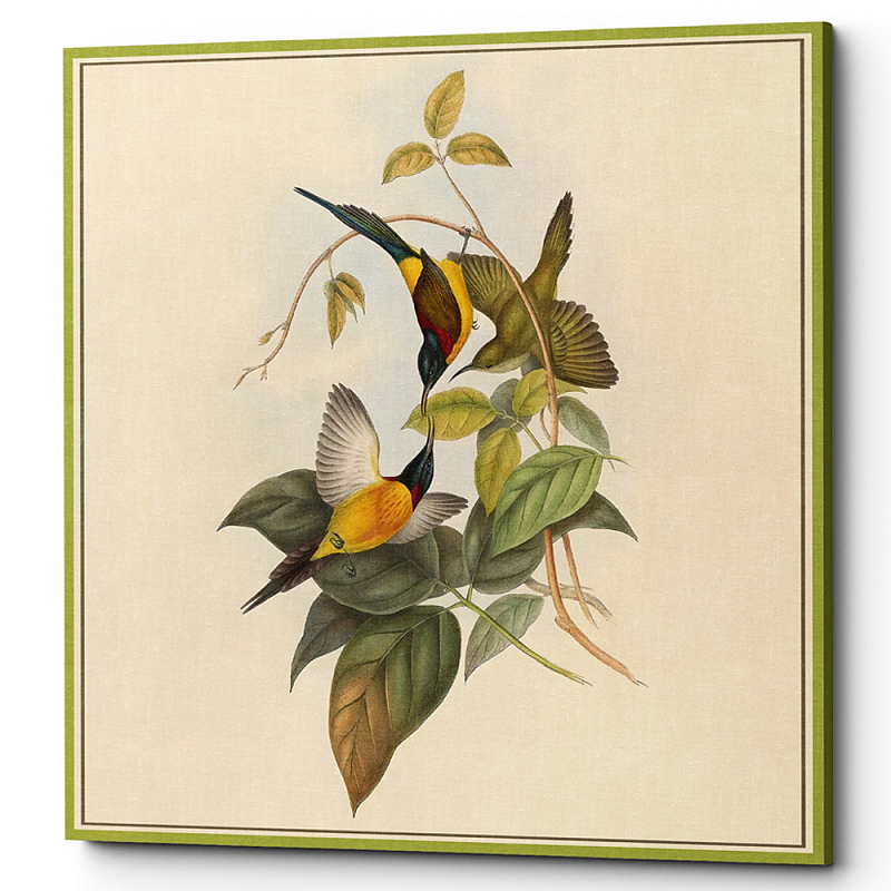 Постер на холсте с изображением птиц и цветов Blooming Birds Poster Мульти Бежевый Постер на холсте с изображением птиц и цветов Blooming Birds Poster Мульти Бежевый в Твери | Loft Concept