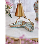 Блюдо из голубого фарфора с бронзовой ручкой в виде ветки Blue Garden варинант исполнения - 3 | Loft Concept в Твери