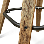 Барный стул со спинкой и металлической подставкой на 4-х деревянных ножках Коричневый Велюр Vendramin Chair варинант исполнения - 3 | Loft Concept в Твери