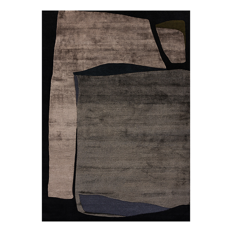 Ковер шелк Manhattan Wool Silk Carpet III Черный Серый Бежевый в Твери | Loft Concept 