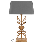 Настольная лампа на ажурном чугунном основании с серым абажуром Openwork Lamp варинант исполнения - 1 | Loft Concept в Твери