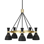 Люстра с 5-ю плафонами в форме песочных часов с узкими перфорированными отверстиями Feiss варинант исполнения - 1 | Loft Concept в Твери